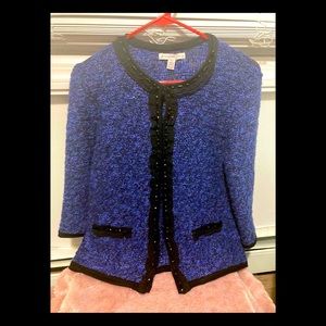 JM Collection Embellished wool blend cardigan M